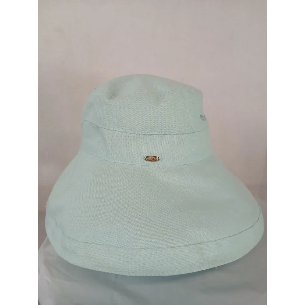 Scala Collezione Mint Green Scout Embroidered UPF 50+ Cotton Wide Brim Sun Hat